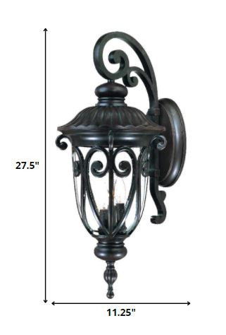 Black And Clear Three Light Seeded Dimmable Outdoor Hanging Lights With Black Shades
