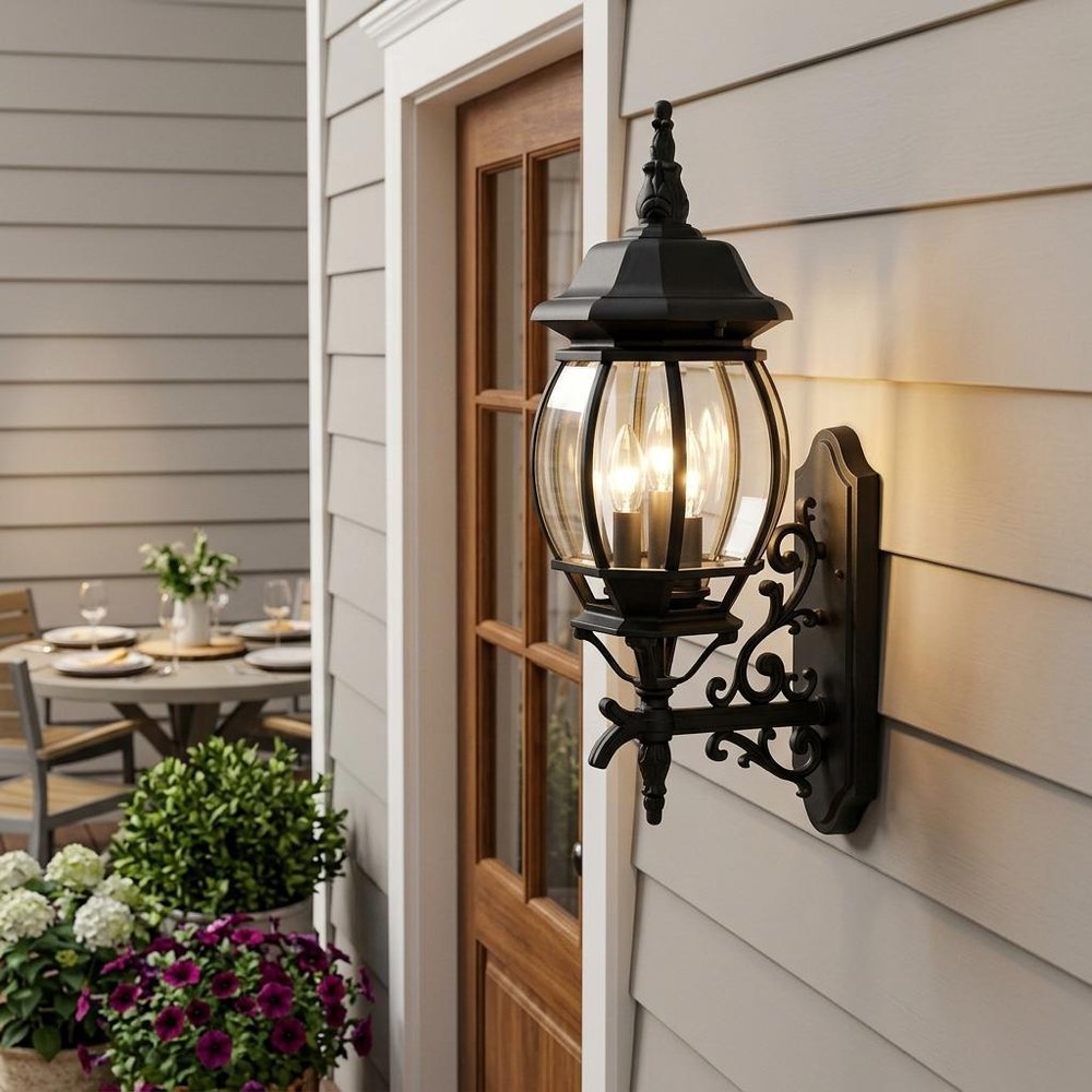 Three Light Matte Black Glass Globe Wall Light