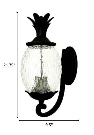 22" Black And Clear Metal and Glass Vanity Flush Mounted Sconce