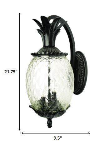 10" Black And Clear Metal and Glass Three Lights Flush Mounted Sconce