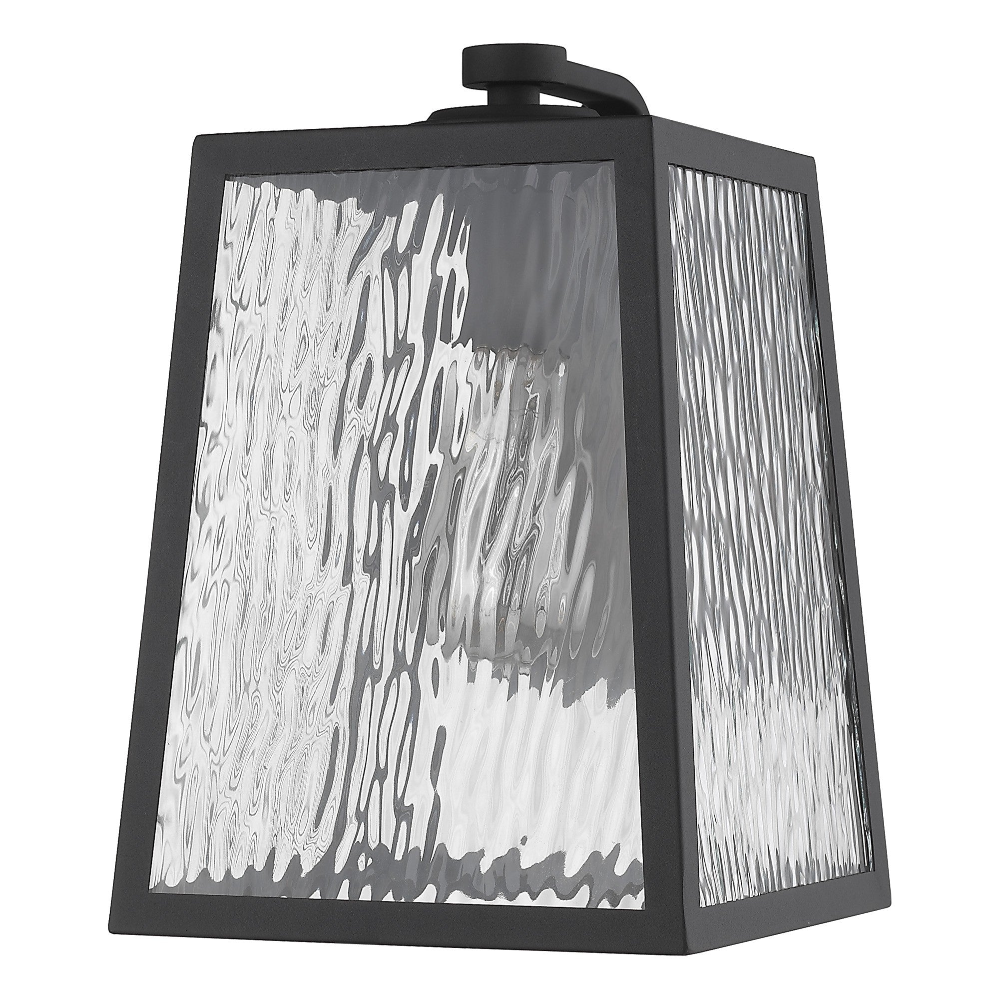 Black And Clear Seeded Dimmable Outdoor Hanging Light With Black And Clear Shades