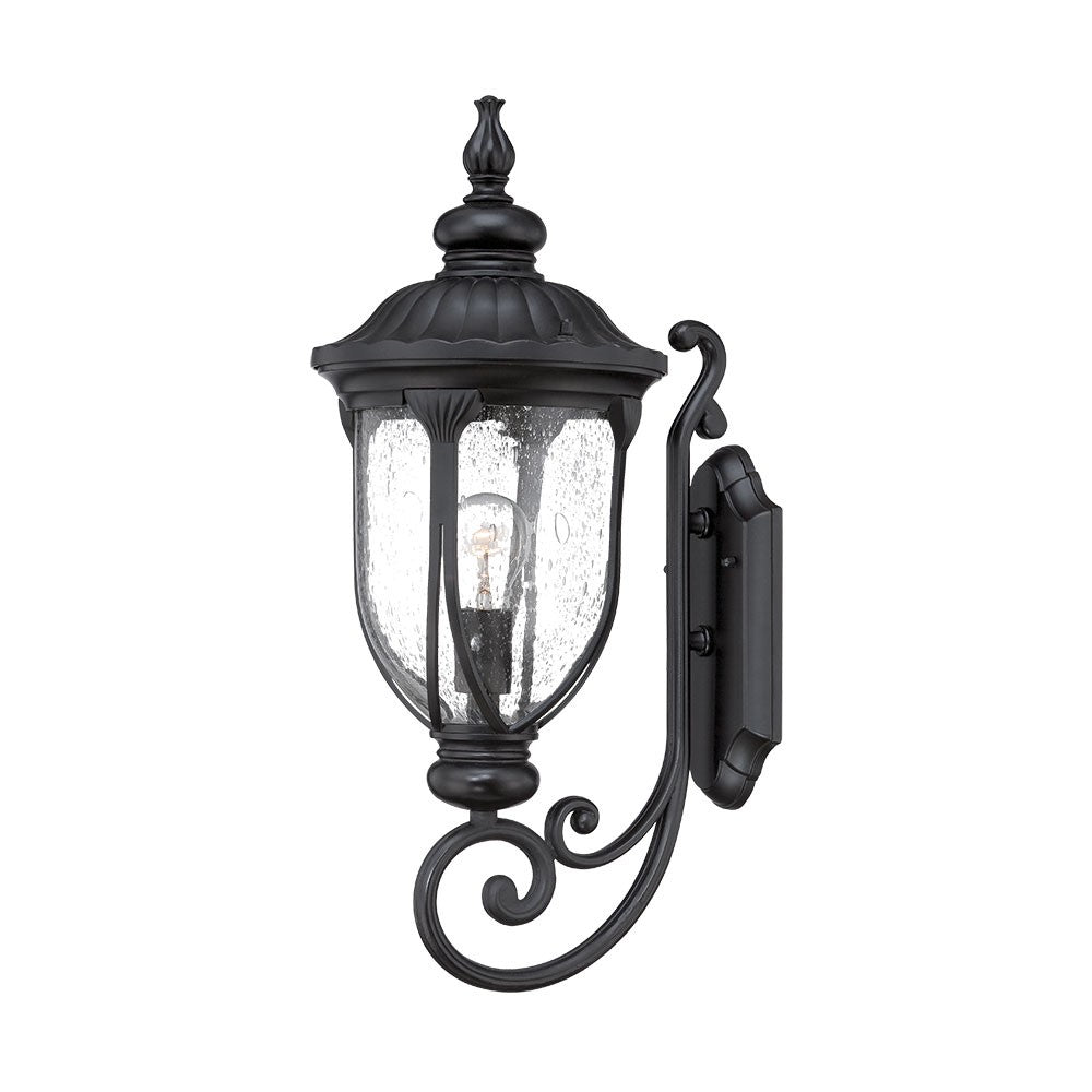 Black And Clear Seeded Dimmable Outdoor Hanging Light With Black And Clear Shades