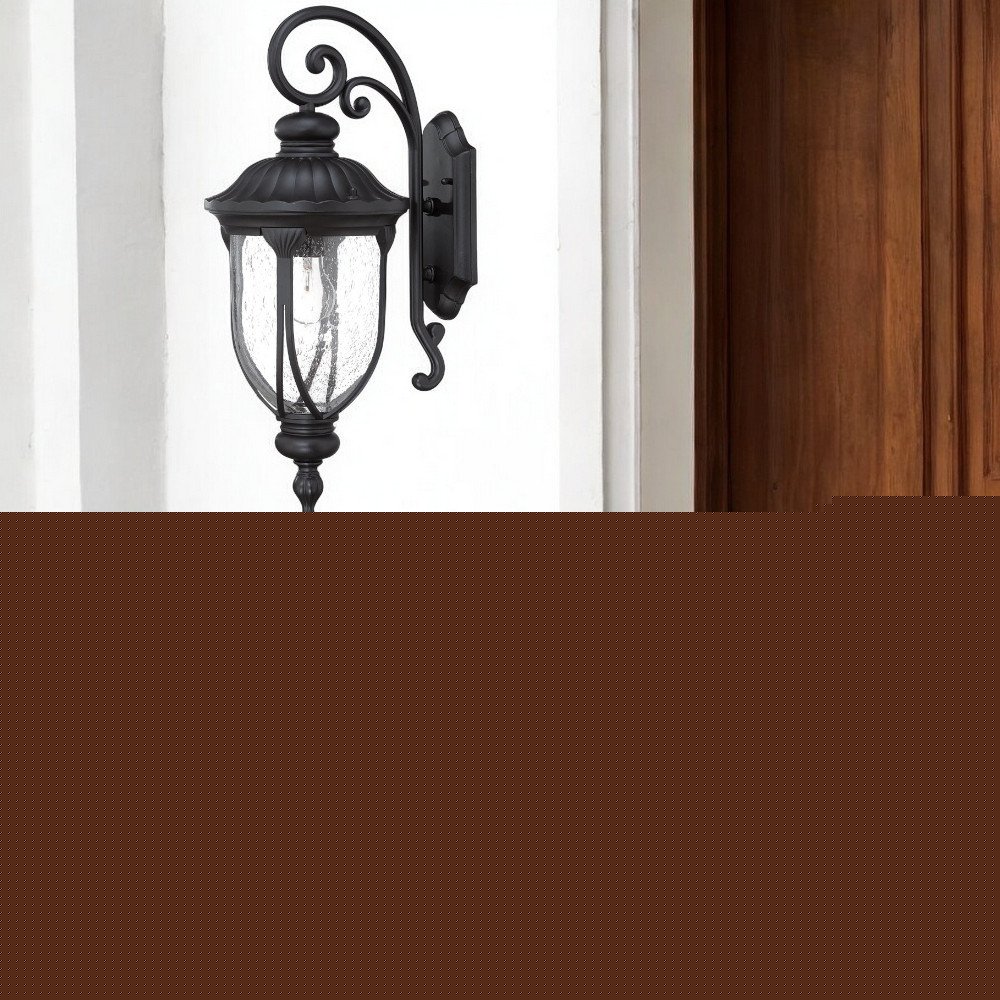 XL Matte Black Cast Aluminum Glass Lantern Wall Sconce