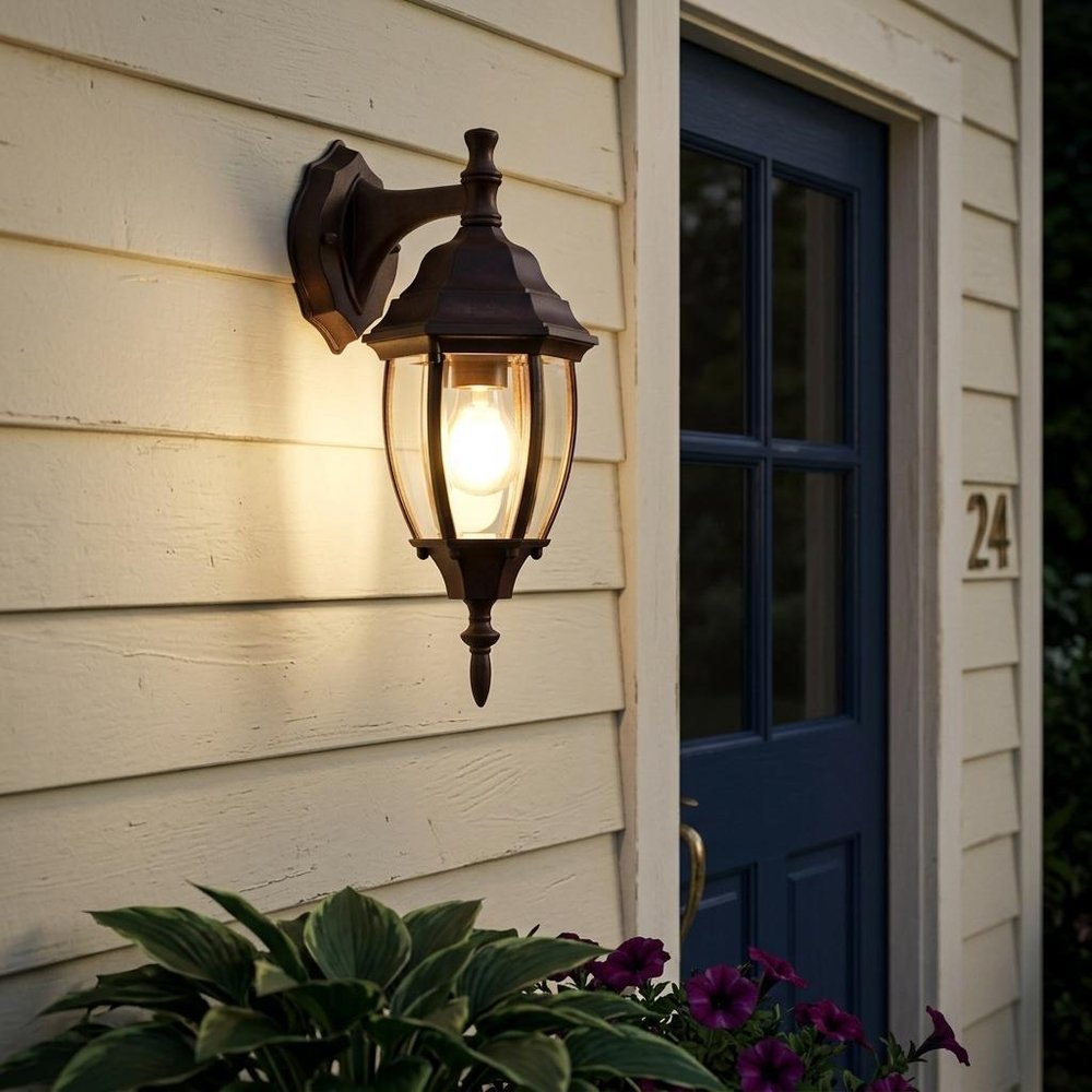 Dark Brown Hanging Globe Lantern Wall Light