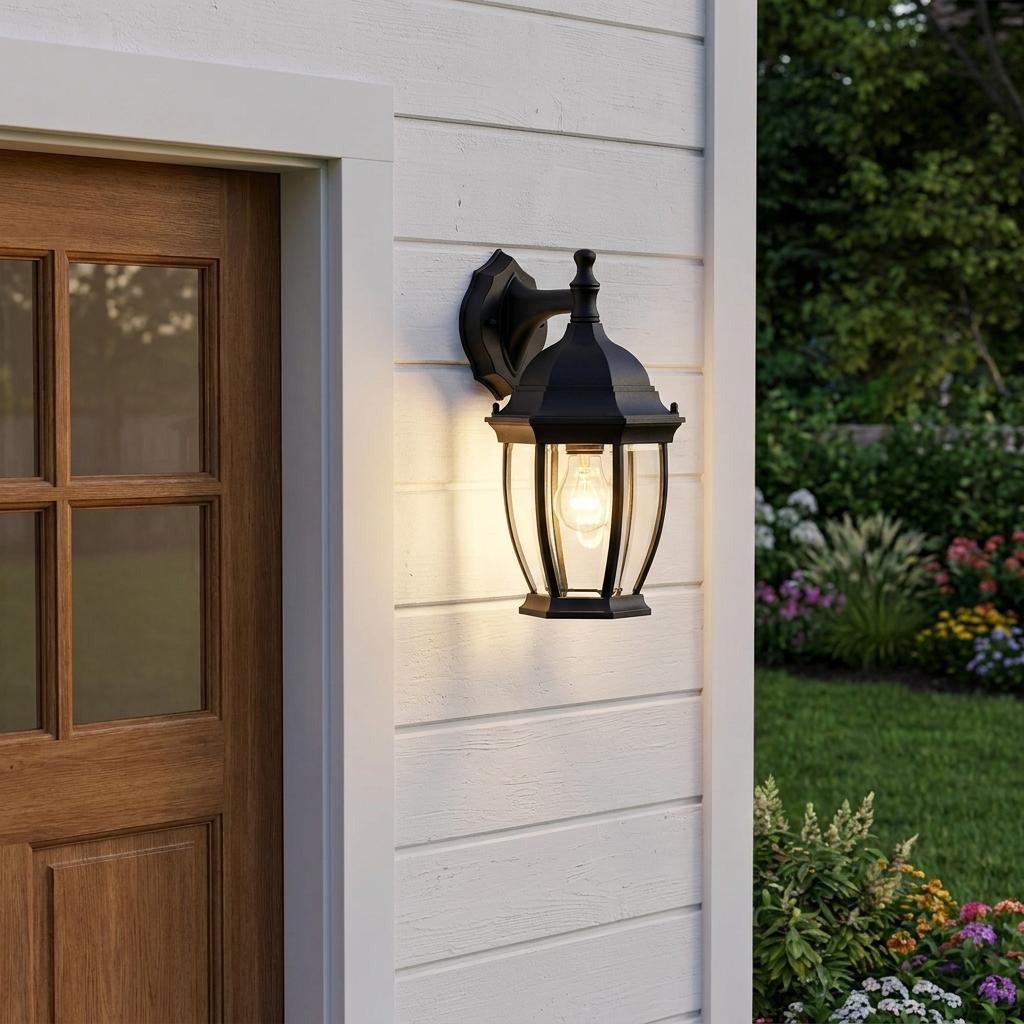 Matte Black Wide Hanging Lantern Wall Light