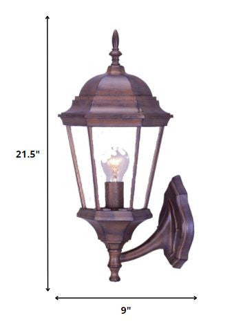 22" Dark Brown And Clear Metal Flush Mounted Sconce