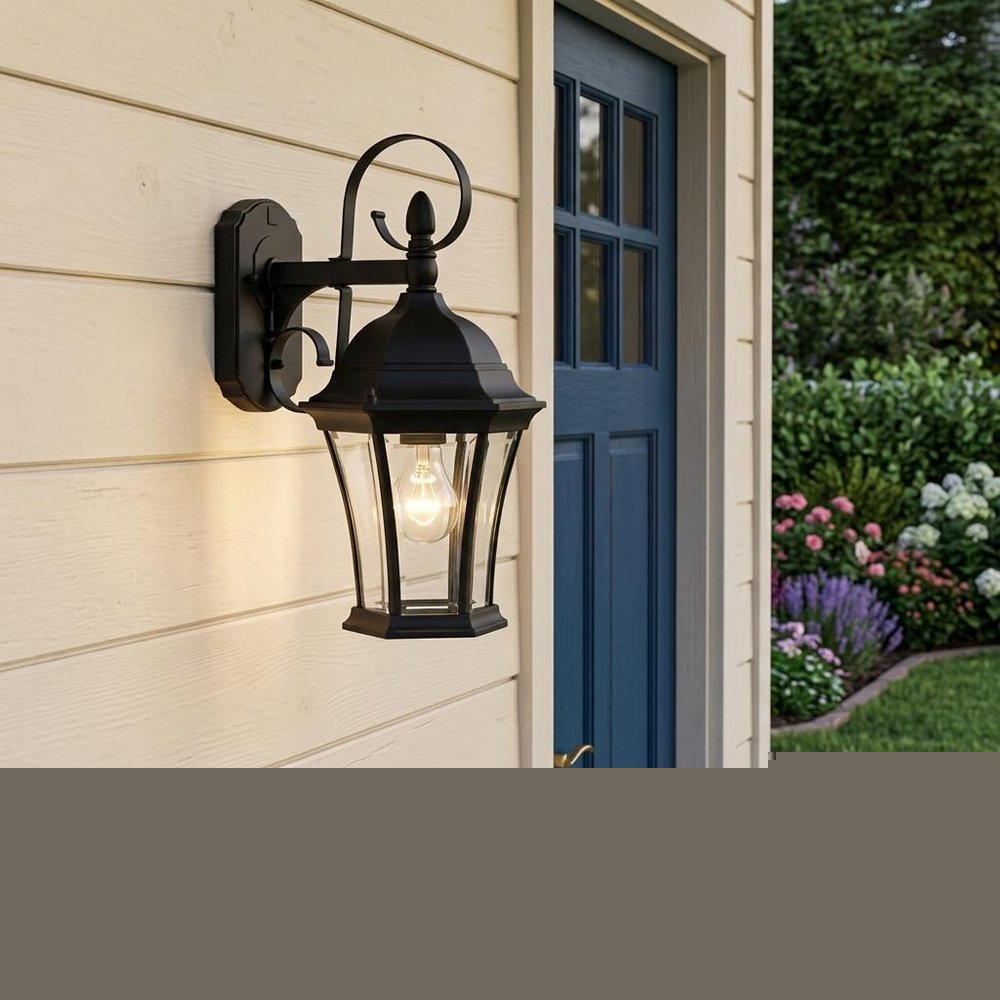 Matte Black Swing Arm Hanging Lantern Wall Light