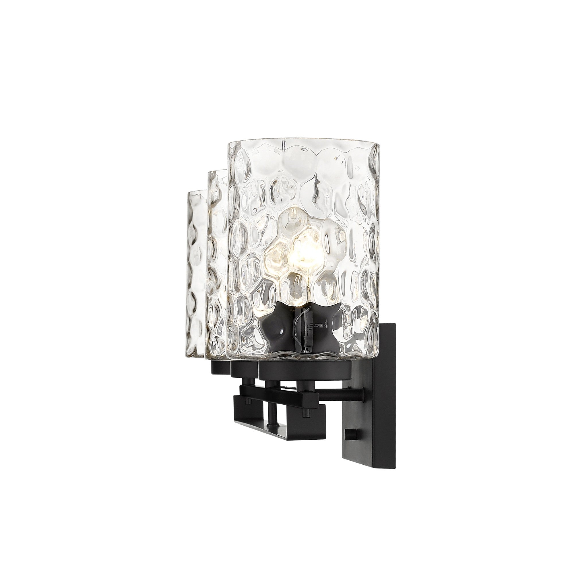 10" Black And Clear Metal and Glass Vanity Flush Mounted Sconce