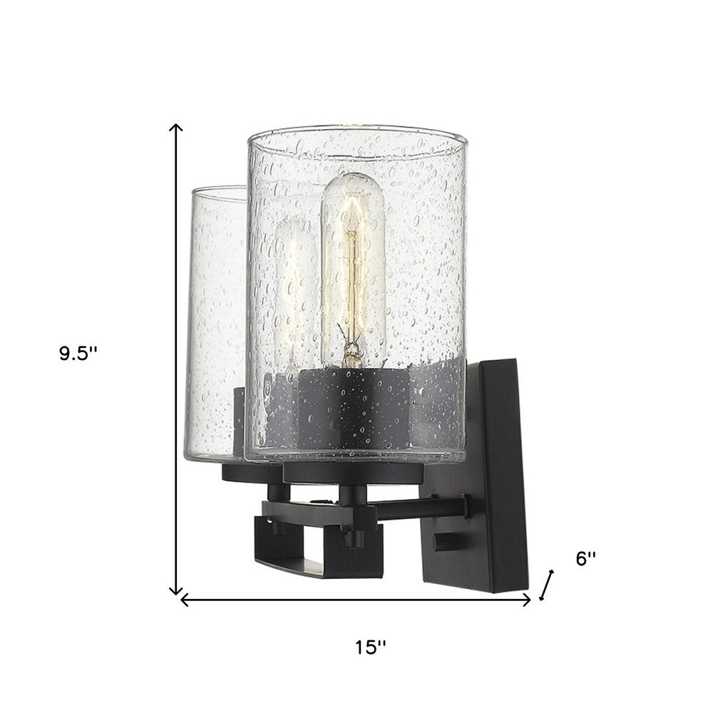 10" Black And Clear Metal Vanity Flush Mounted Sconce
