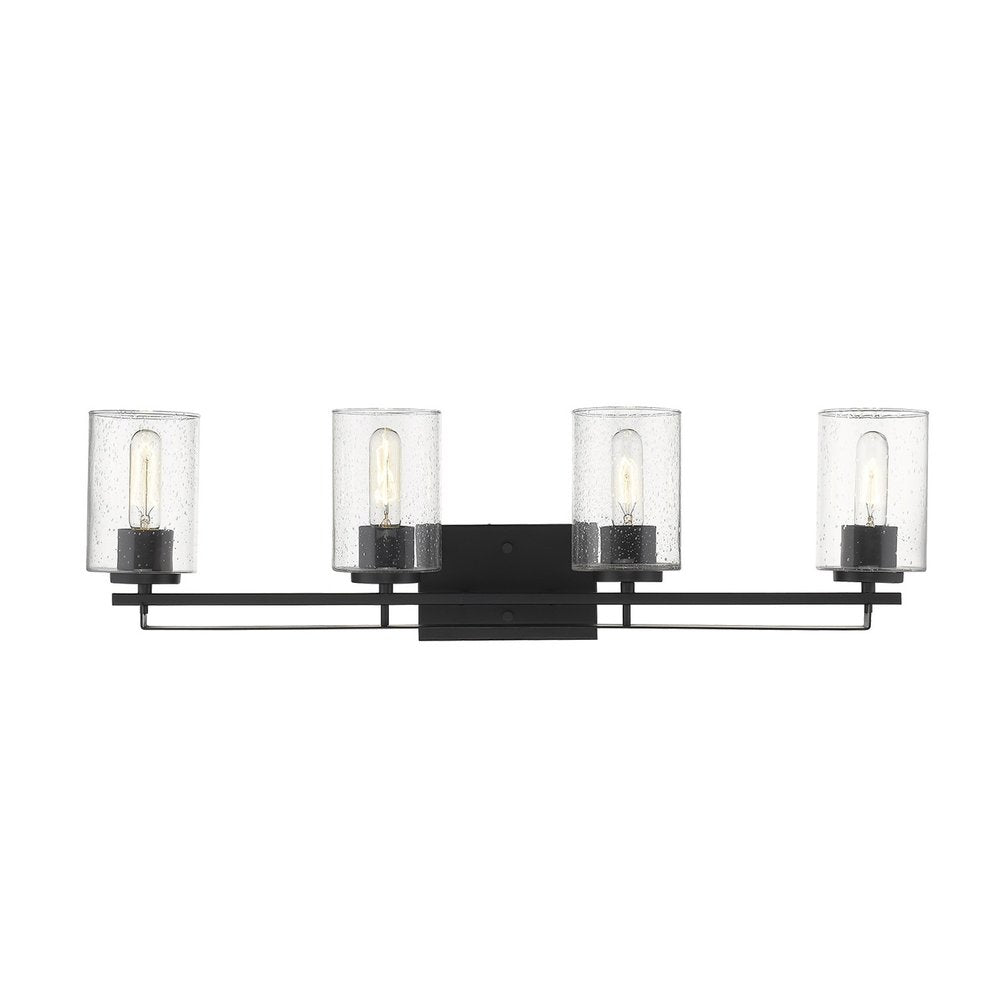 10" Black And Clear Metal Vanity Flush Mounted Sconce