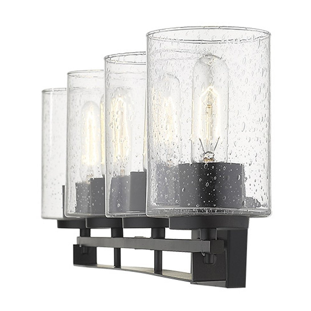 10" Black And Clear Metal Vanity Flush Mounted Sconce