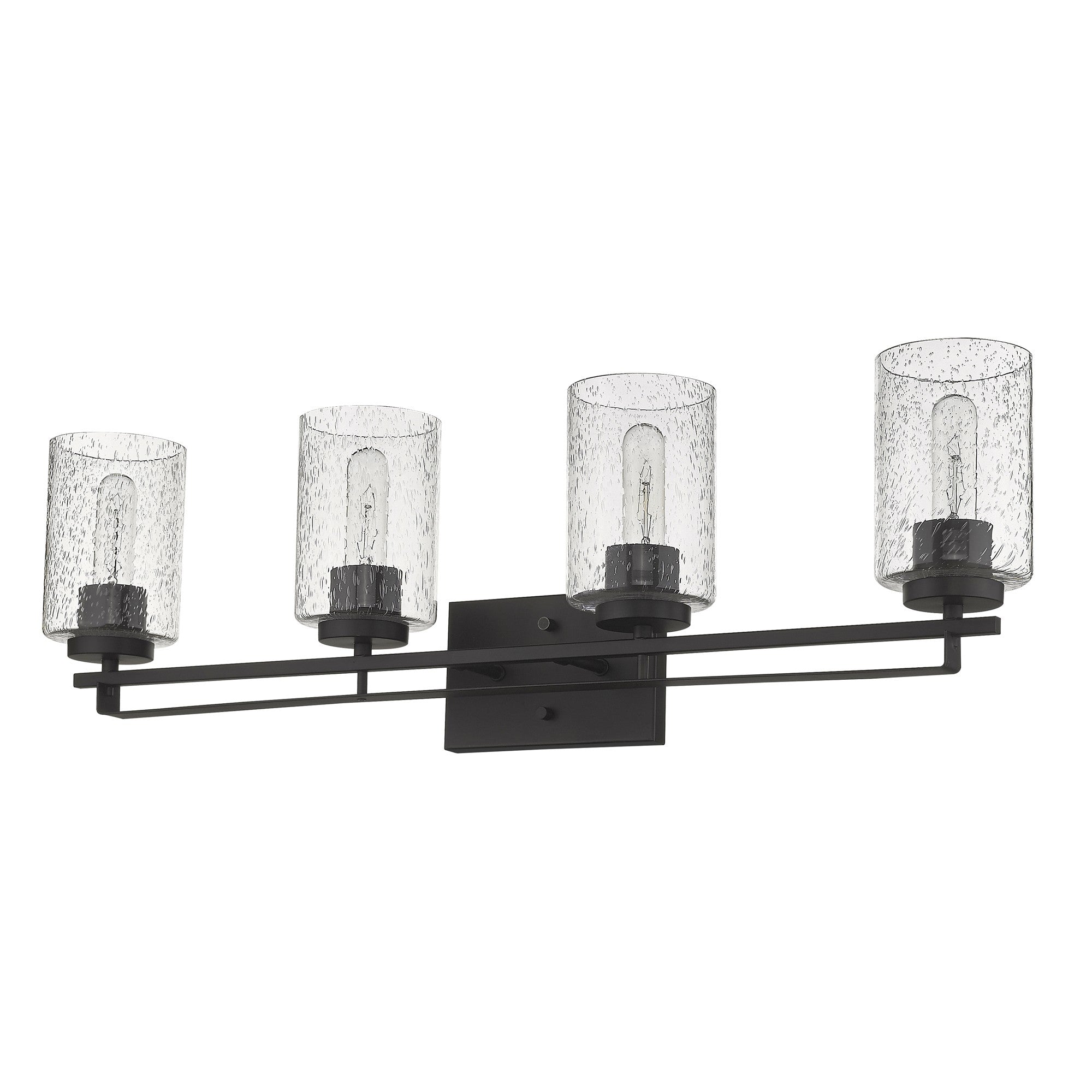 10" Black And Clear Metal and Glass Vanity Flush Mounted Sconce