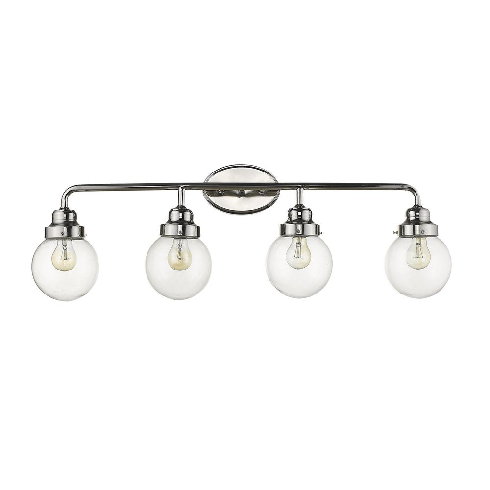12" Silver And Clear Metal and Glass Vanity Flush Mounted Sconce