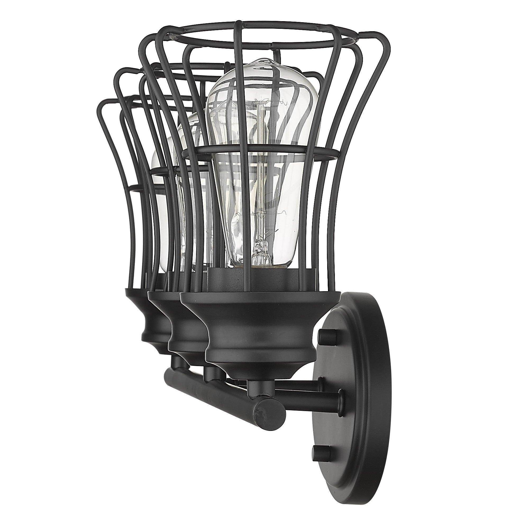 9" Black Metal Vanity Flush Mounted Sconce
