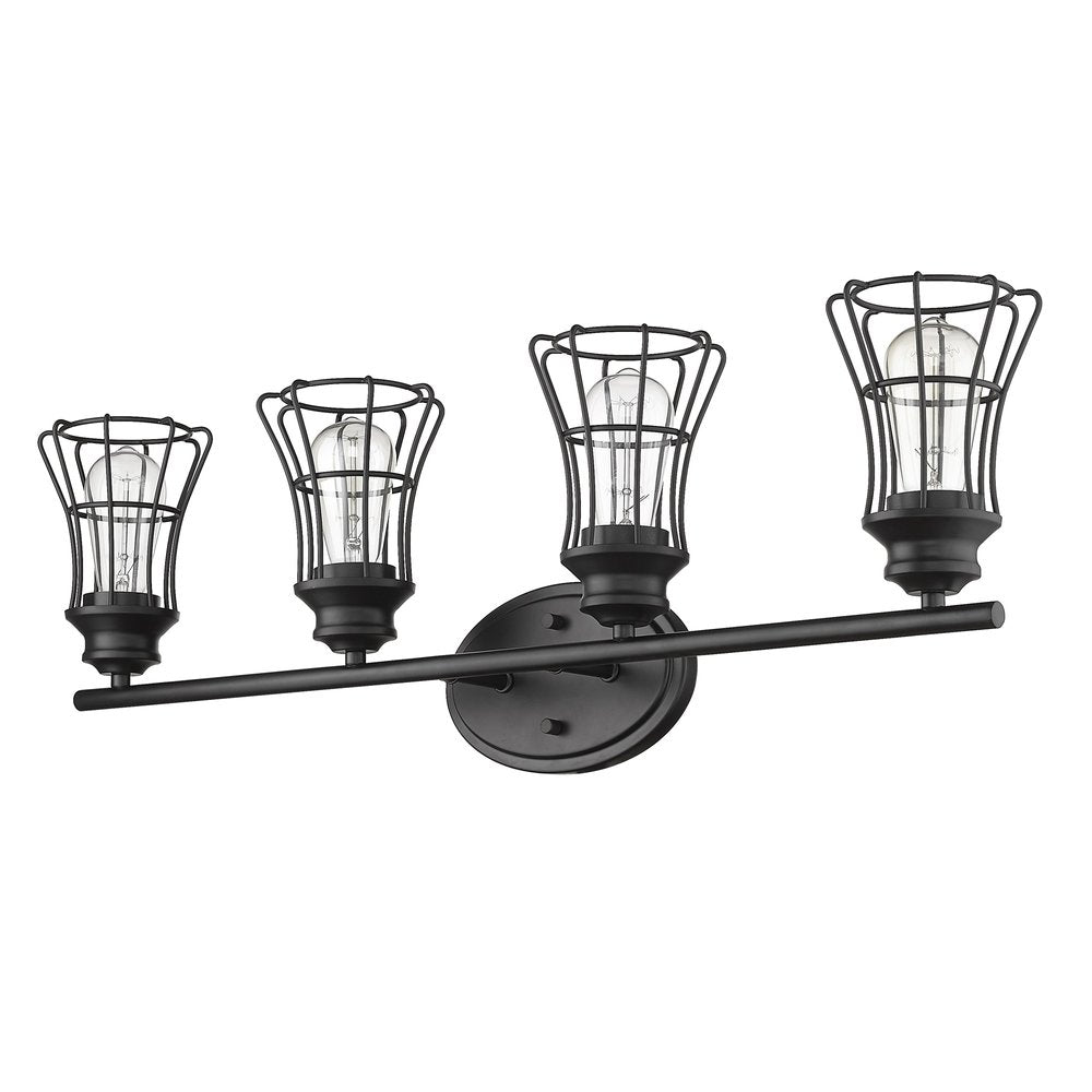 9" Black Metal Vanity Flush Mounted Sconce