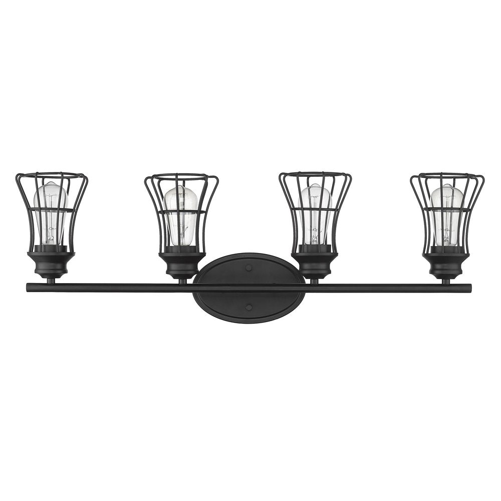 9" Black Metal Vanity Flush Mounted Sconce