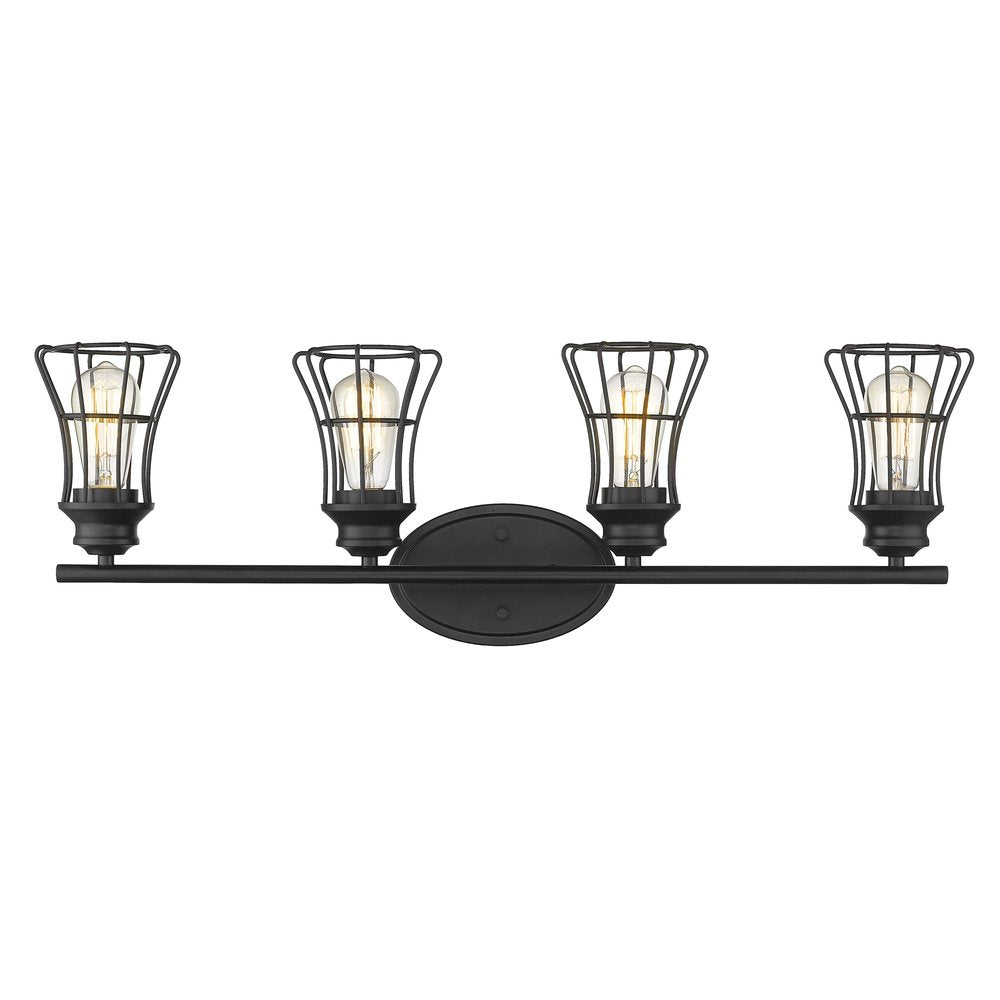 9" Black Metal Vanity Flush Mounted Sconce