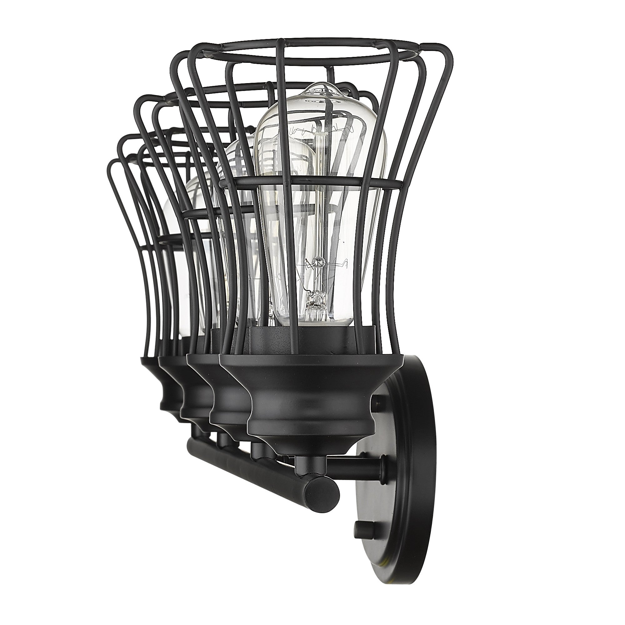 9" Black Metal Vanity Flush Mounted Sconce