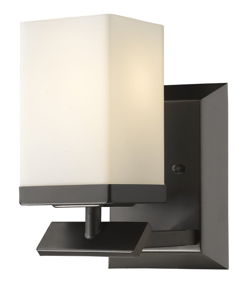 8" Black And White Metal Vanity Flush Mounted Sconce