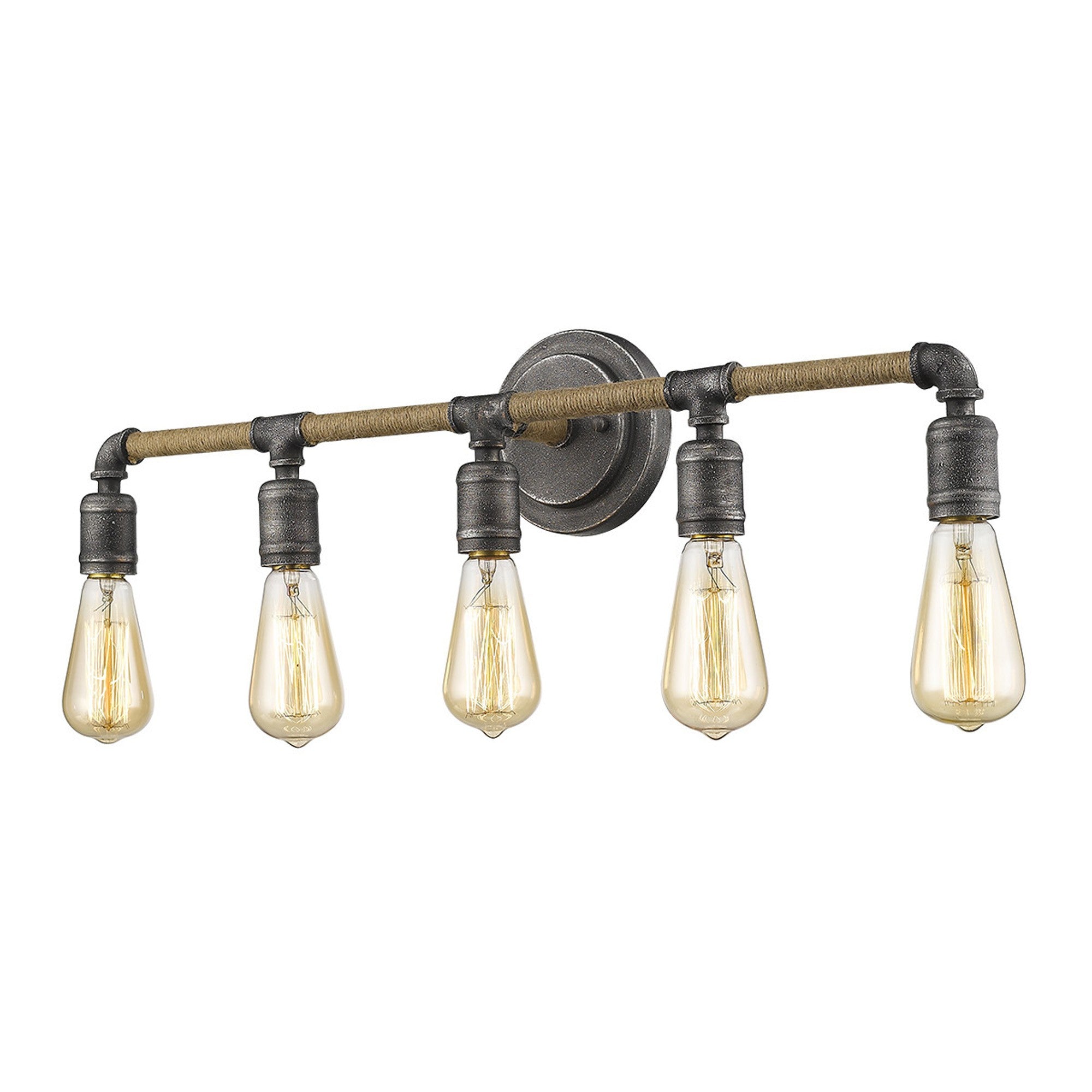 28" Black Metal Five Light Vanity Light