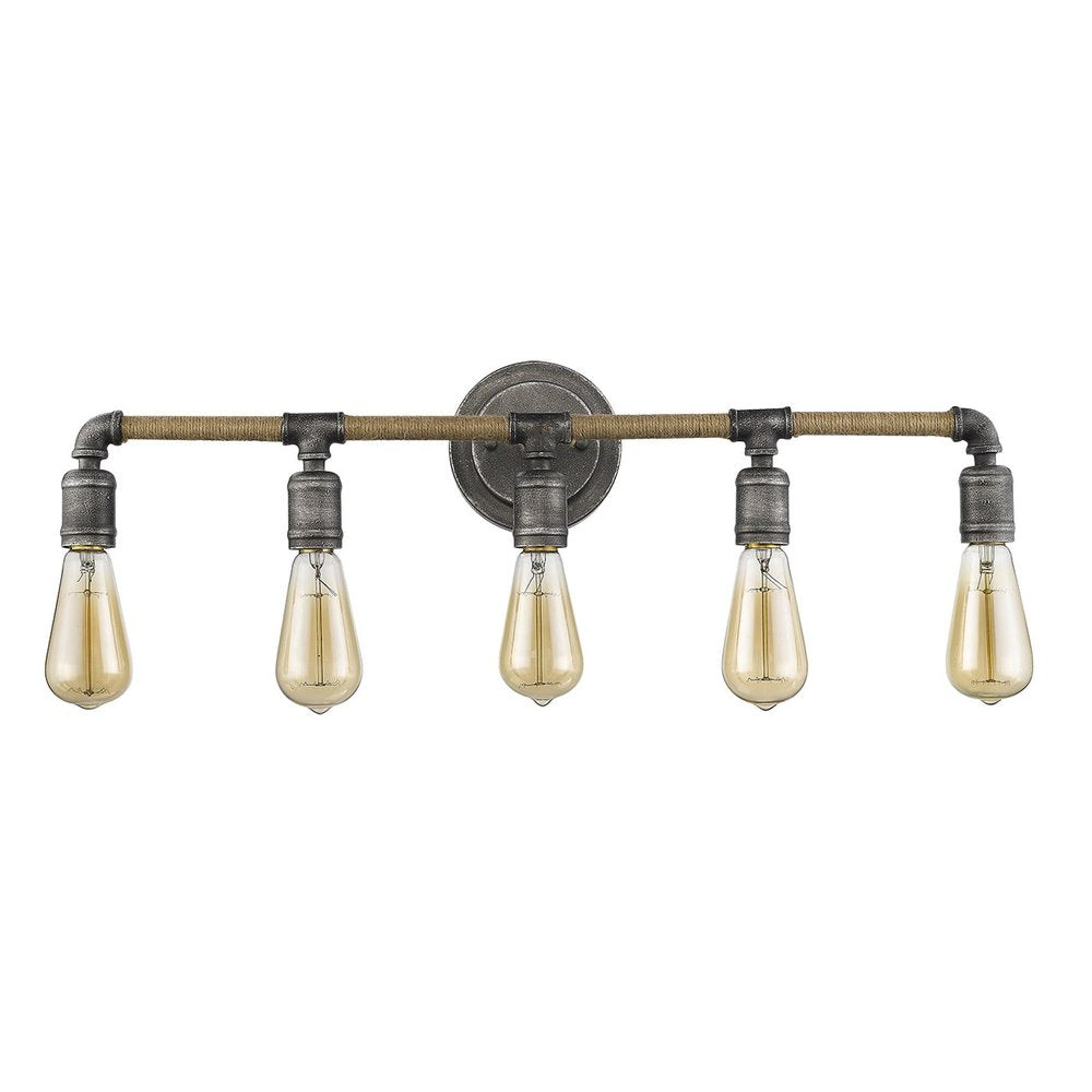 28" Black Metal Five Light Vanity Light