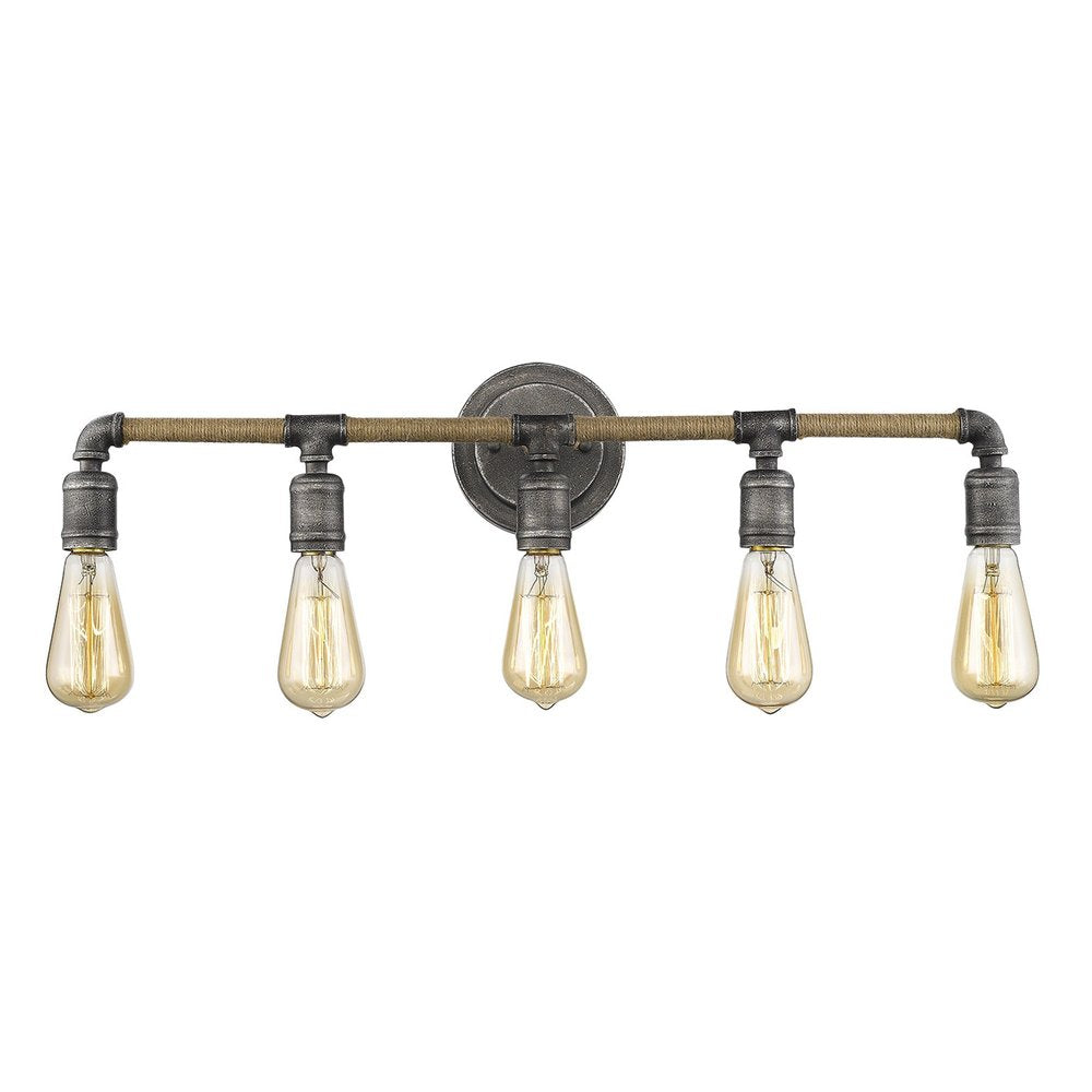 28" Black Metal Five Light Vanity Light