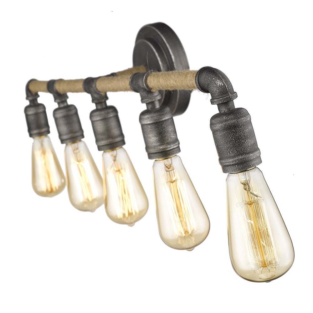 28" Black Metal Five Light Vanity Light