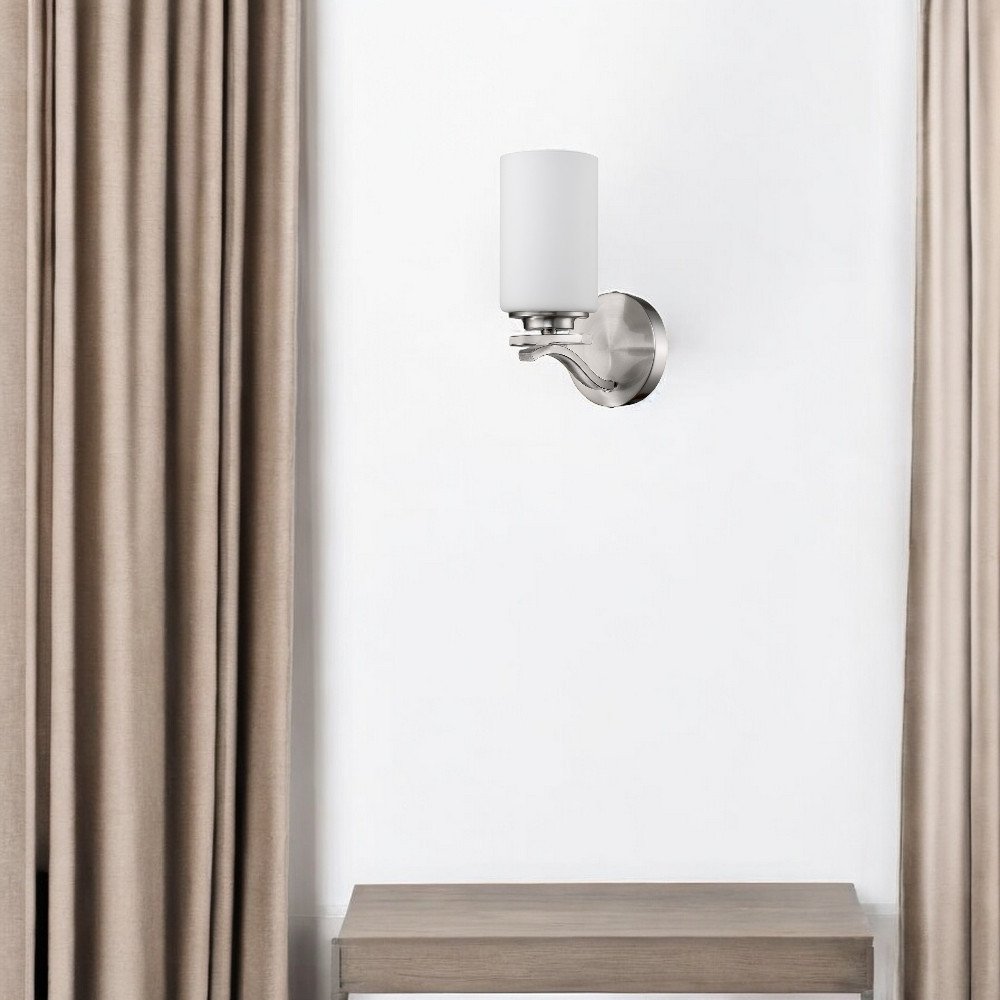 One Light Silver and Glass Wall Sconce