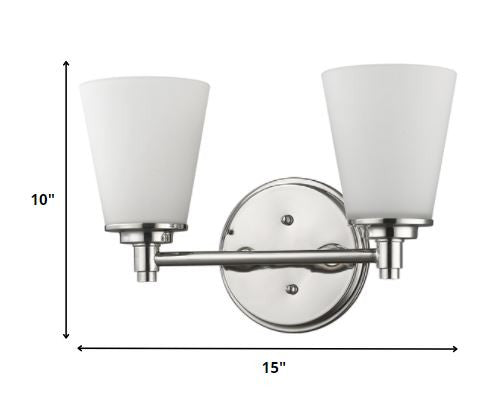 10" Silver And White Metal and Glass Vanity Flush Mounted Sconce