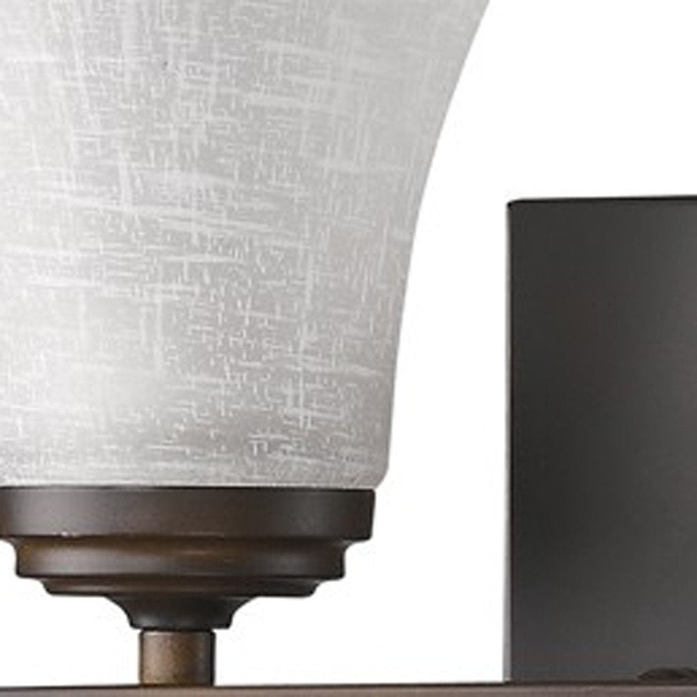 8" Antiqued Bronze Metal and Glass Vanity Flush Mounted Sconce
