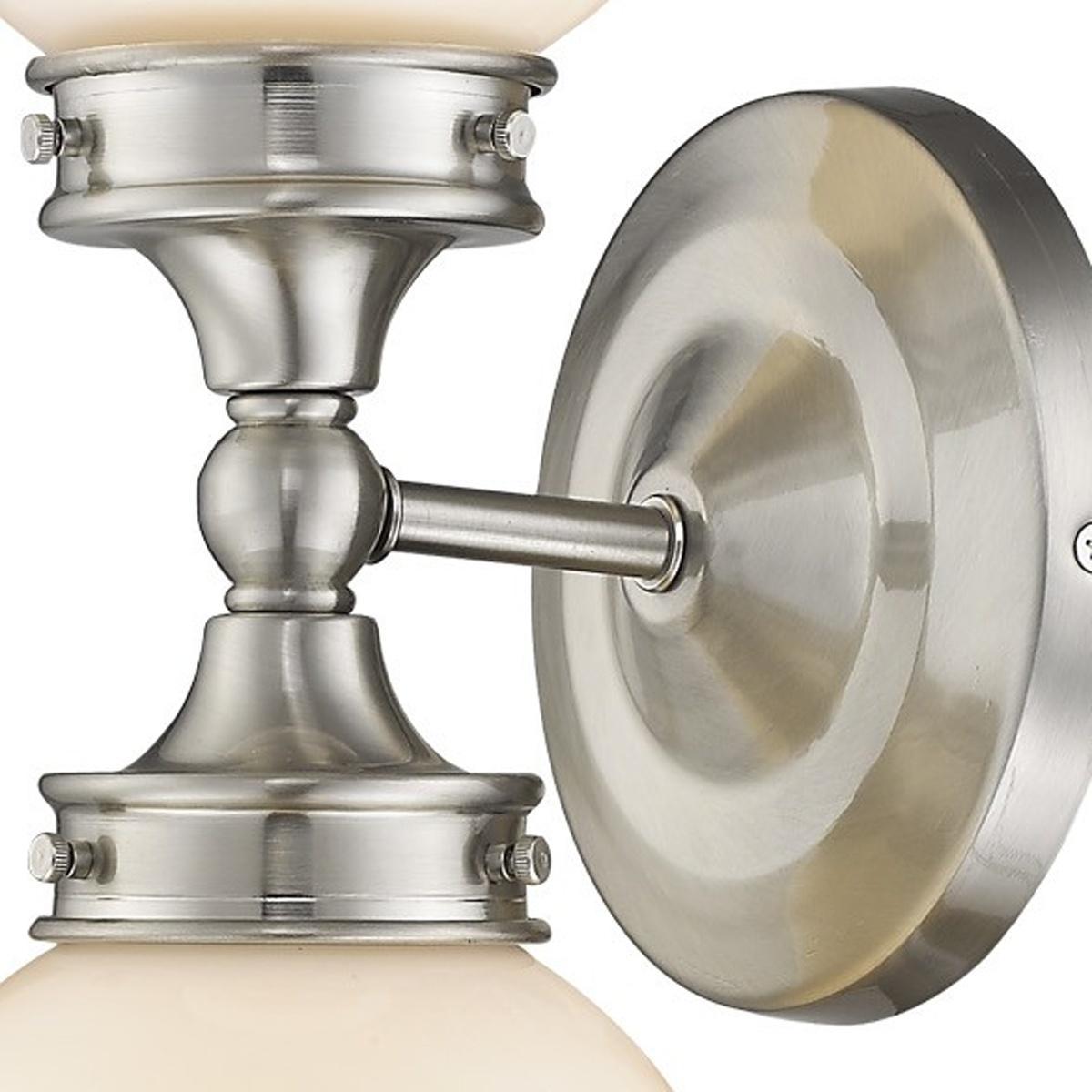 Two Light Silver Wall Sconce with Round Frosted Glass Shade