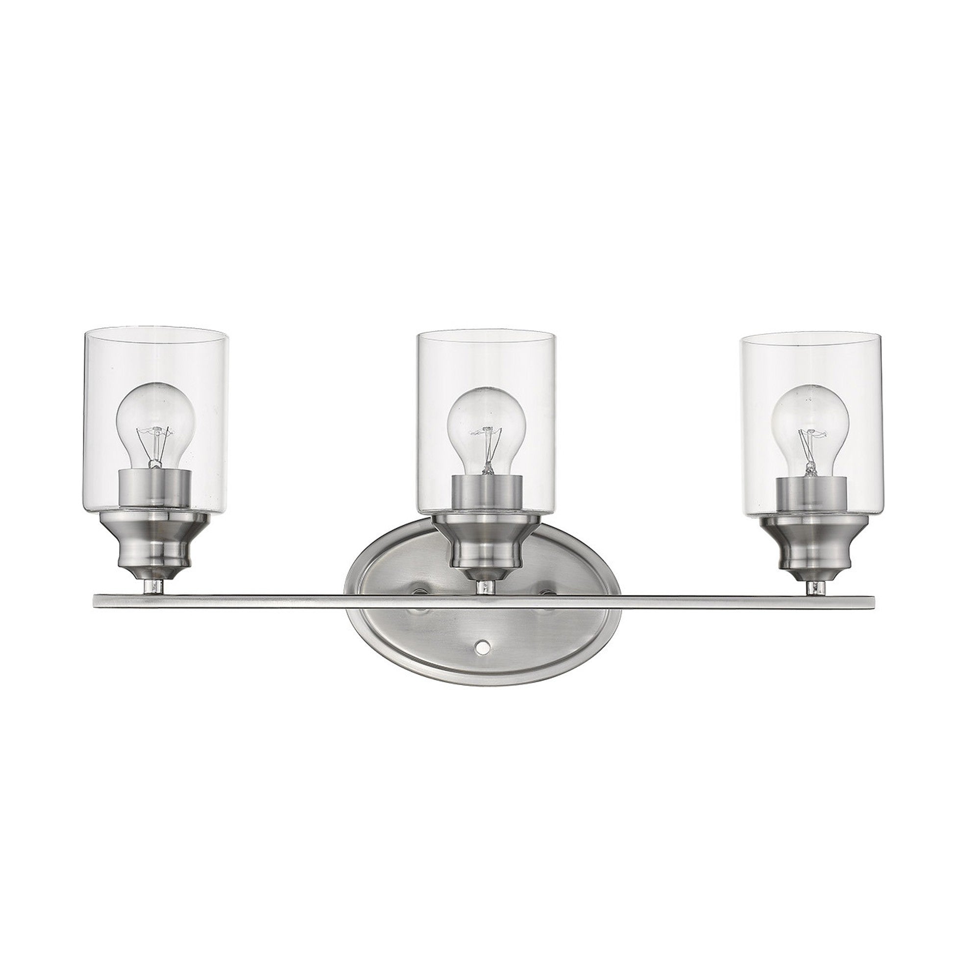 Three Light Silver Wall Light with Clear Glass Shade