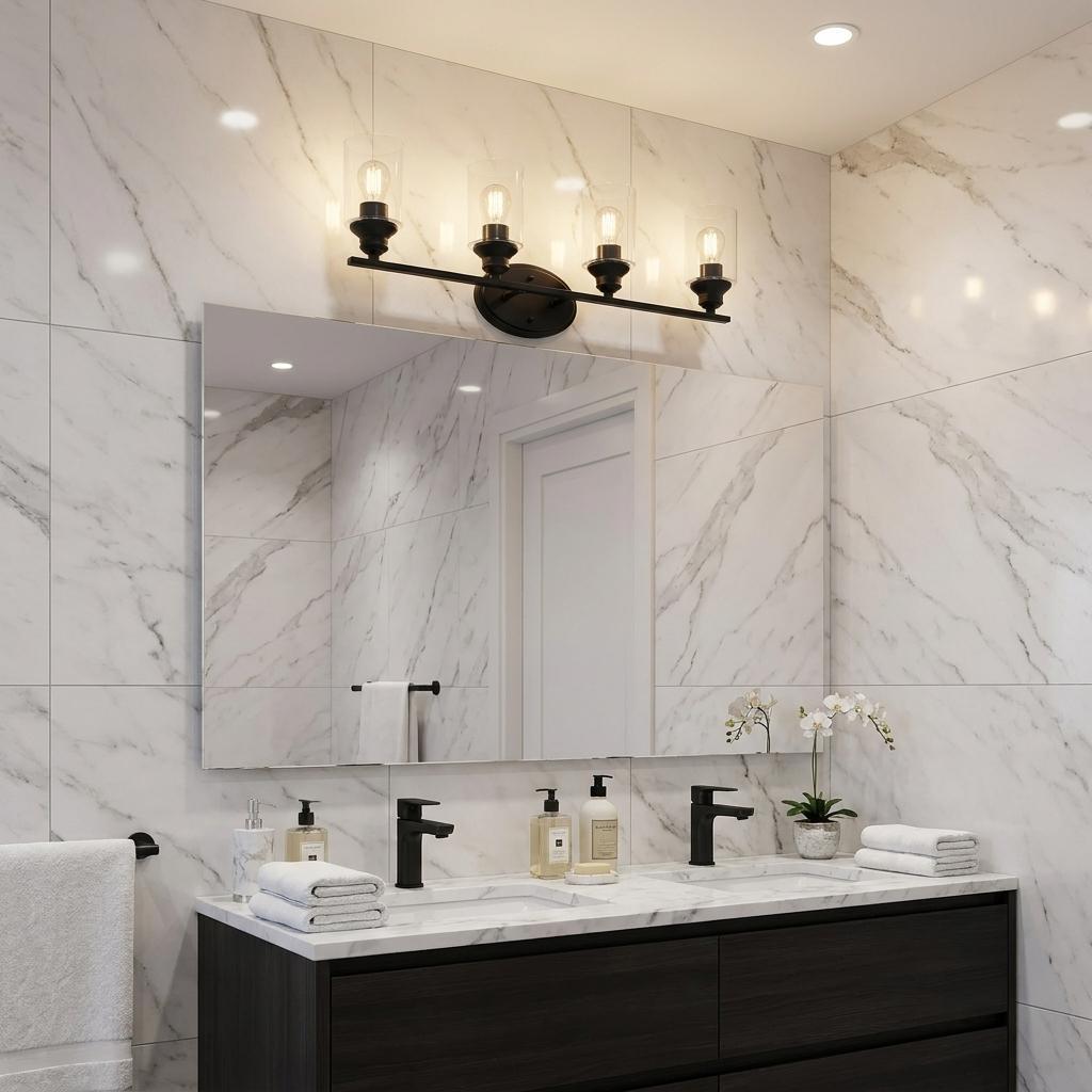 10" Black And Clear Metal Vanity Flush Mounted Sconce
