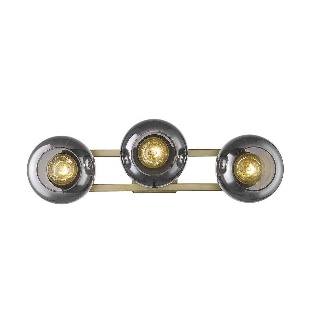 9" Smoky Black And Brass Metal Vanity Flush Mounted Sconce