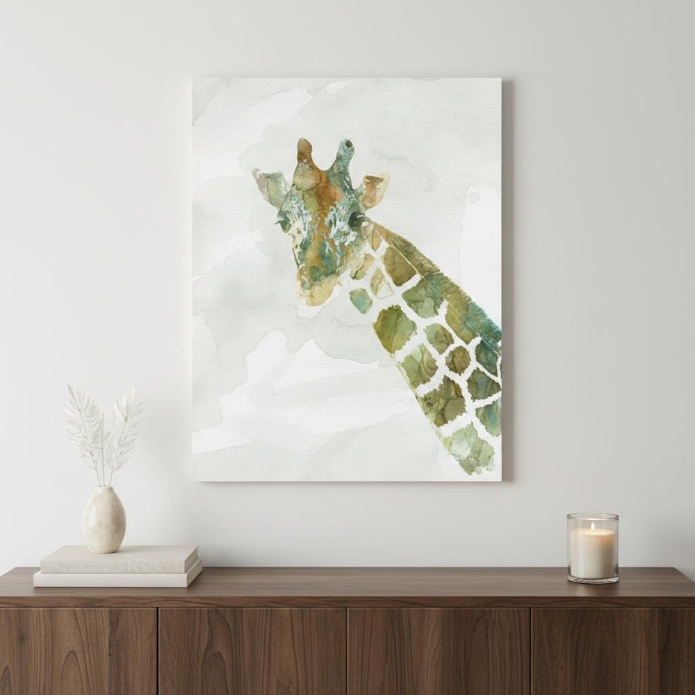 24" x 18" Abstract Marble Watercolor Giraffe Canvas Wall Art
