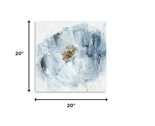 20" x 20" Watercolor Abstract Gray Blue Flower II Canvas Wall Art