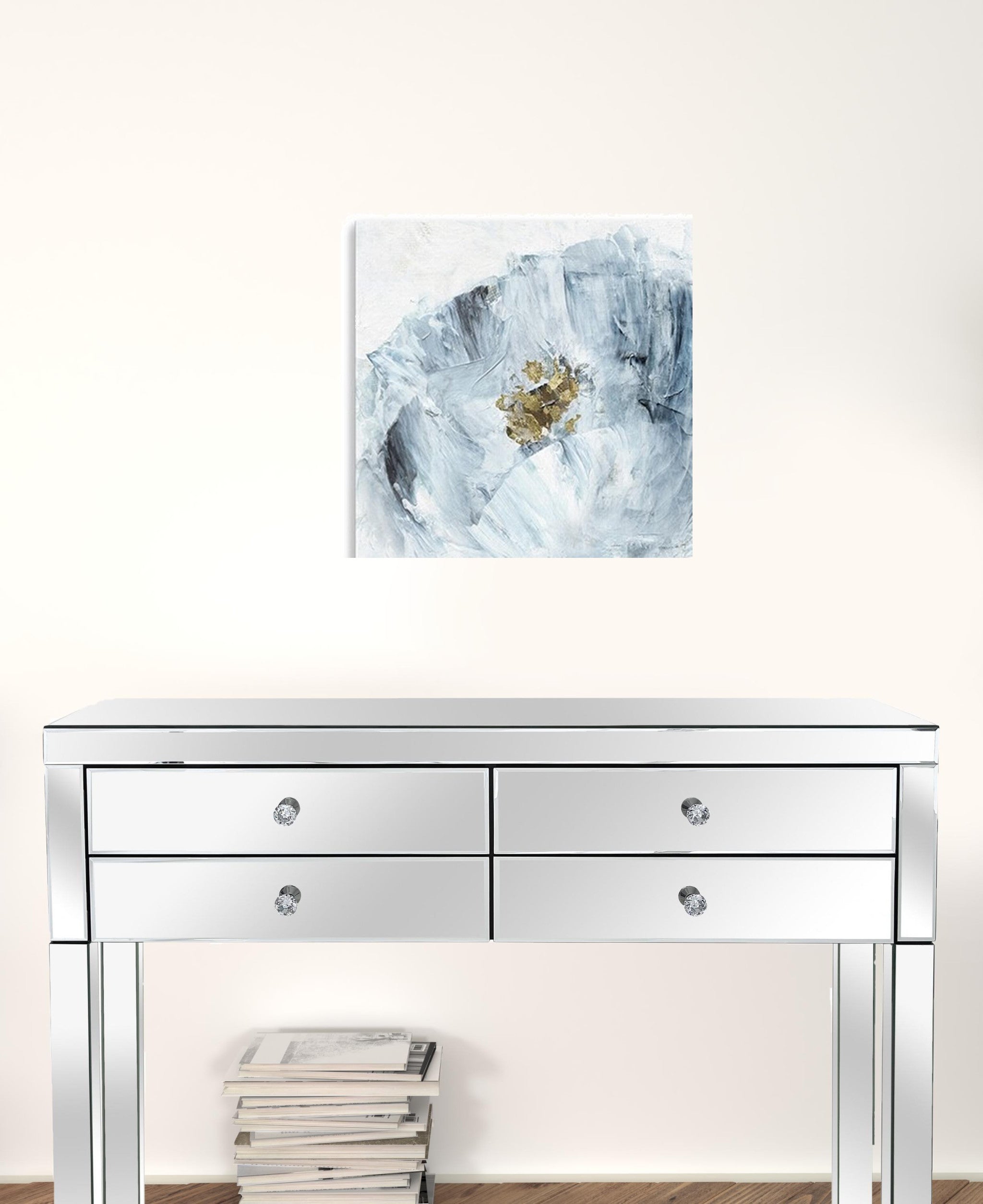 20" x 20" Watercolor Abstract Gray Blue Flower II Canvas Wall Art