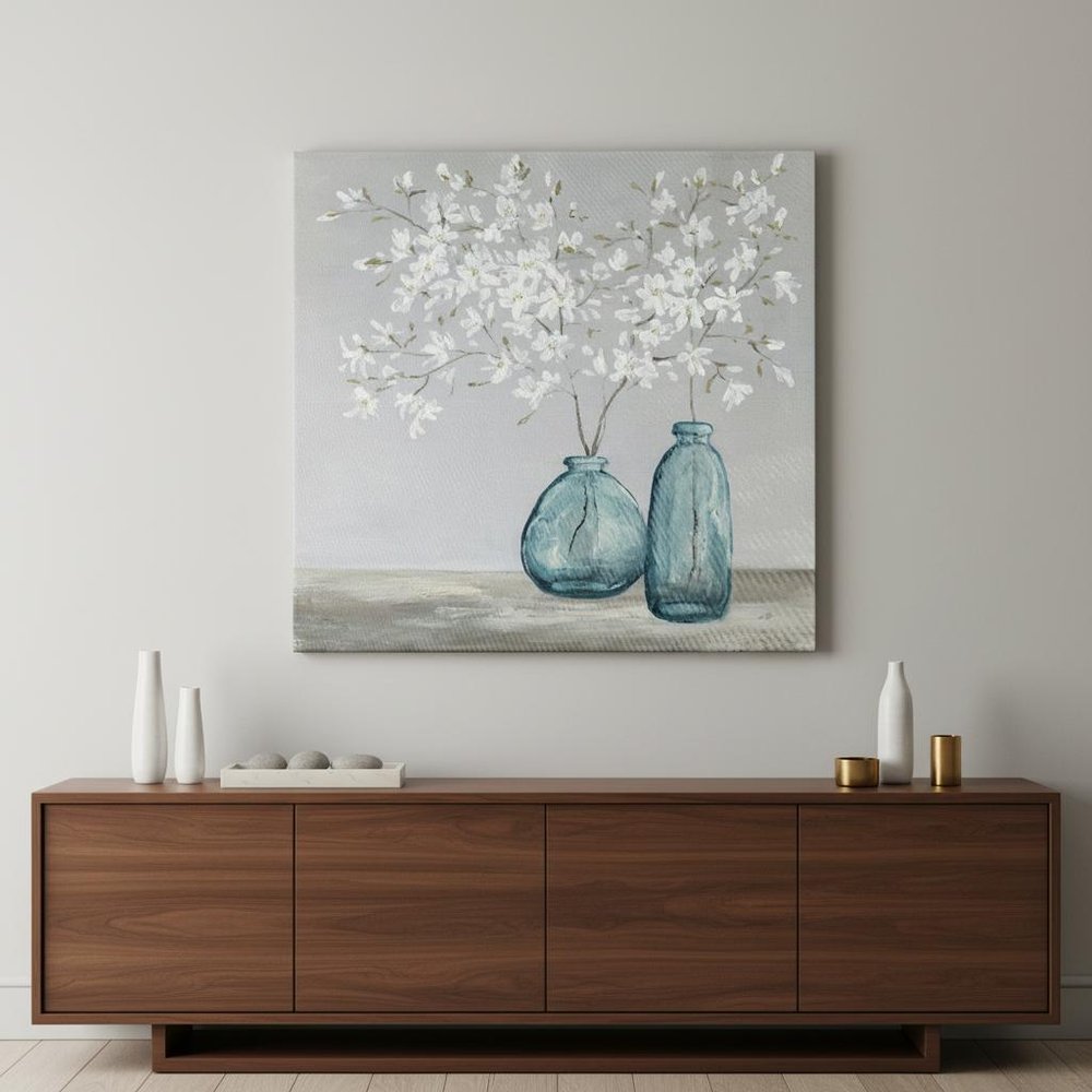 White Spring Flowers Unframed Print Wall Art