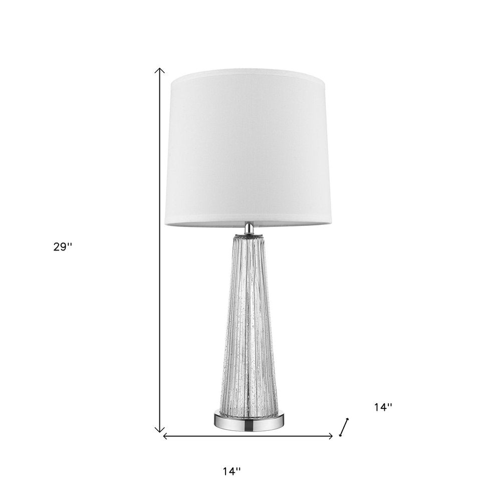 29" Clear And Silver Table Lamp With Empire Shade