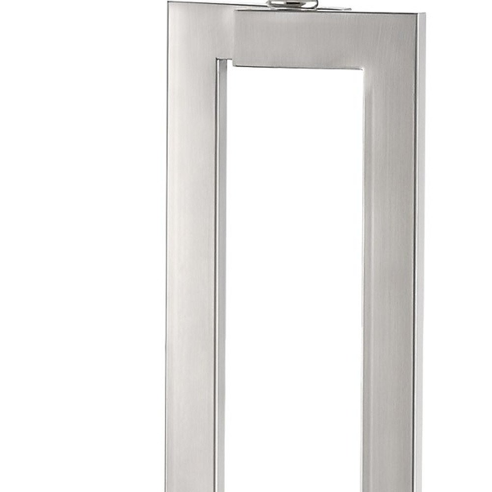 30" Silver Metal Table Lamp With White Rectangular Shade