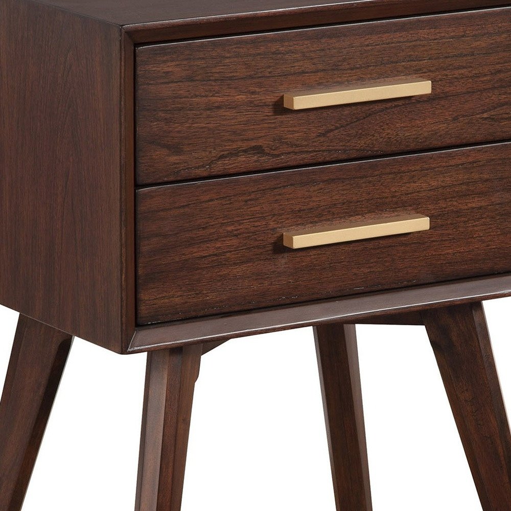 25" Solid Wood and Wood Two Drawer Nightstand