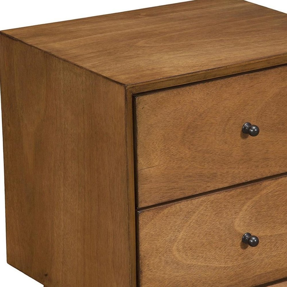 26" Solid Wood and Wood Two Drawer Nightstand
