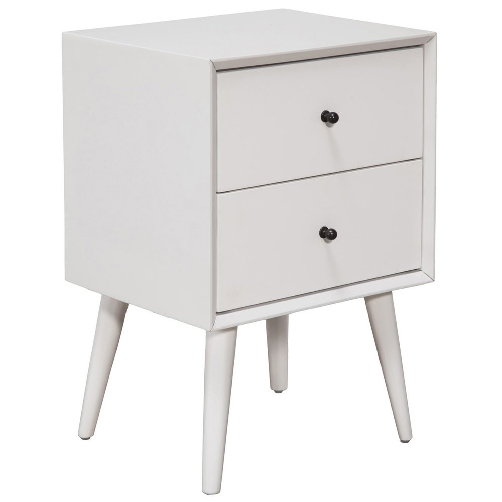 26" Solid Wood and Wood Two Drawer Nightstand