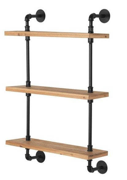 24" Three Shelves Solid Wood Wall Mounted Shelving Unit