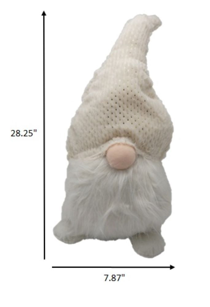 28" White Fabric Christmas Standing Gnome Tabletop Sculpture