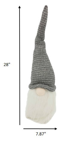 28" Gray Fabric Christmas Standing Gnome Tabletop Sculpture