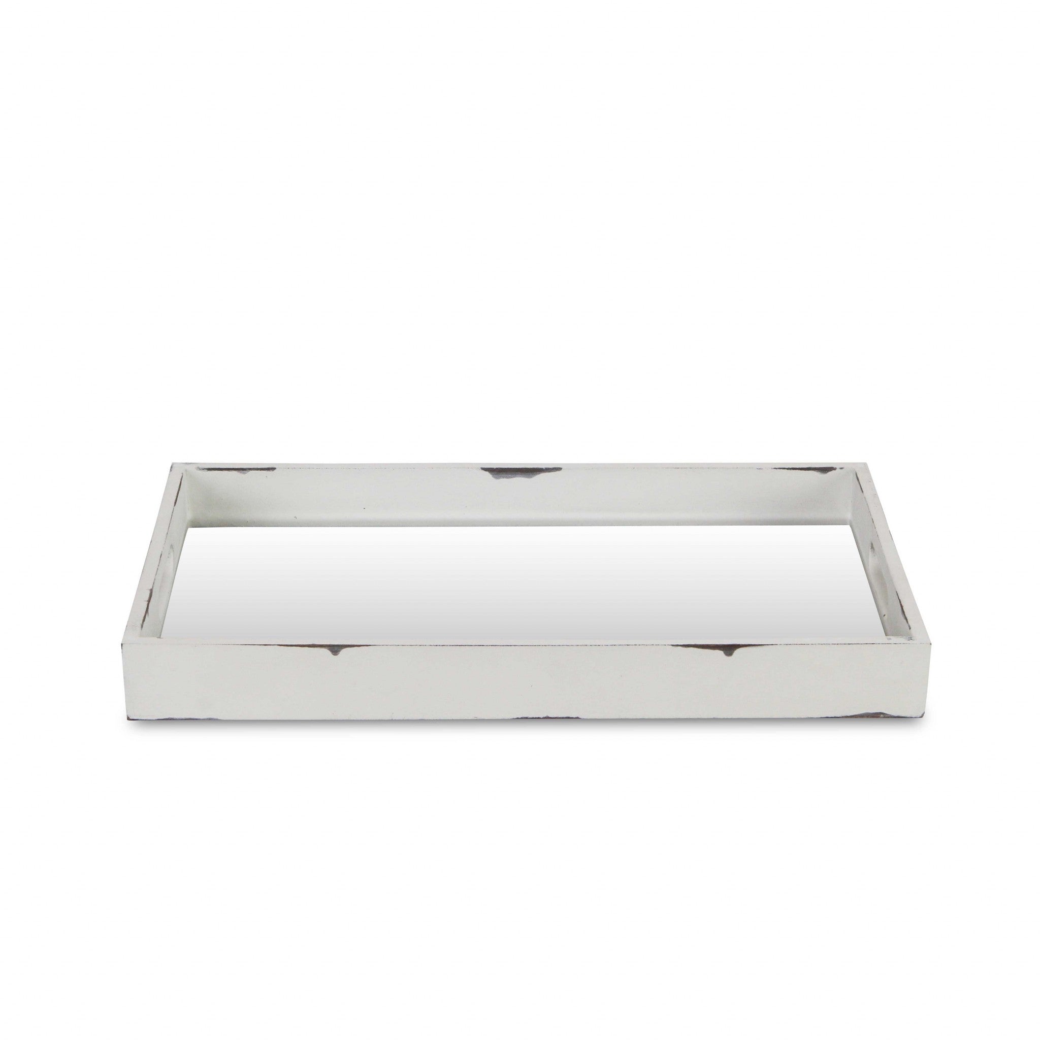 White Wooden Mirrored Serving Tray