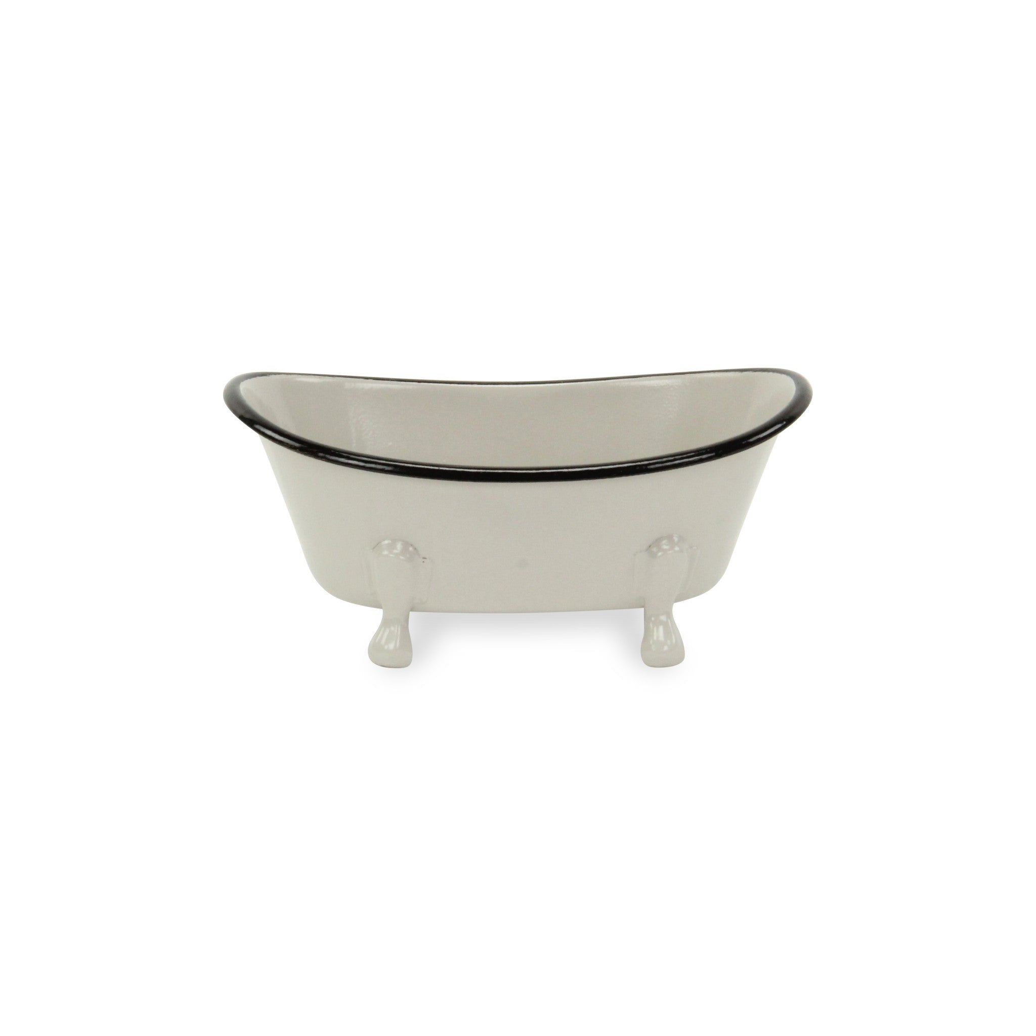 3" Gray Cast Iron Hand Painted Decorative Tub Tabletop Sculpture
