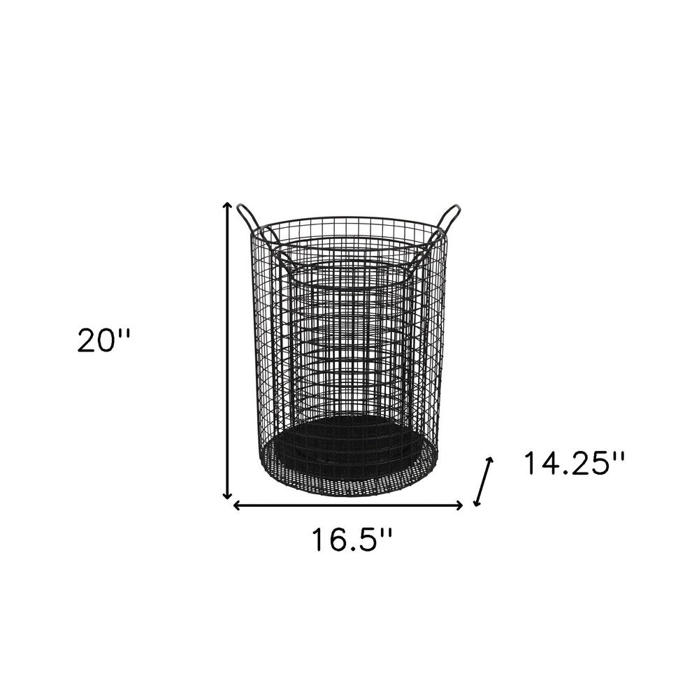 Set of Three Black Metal Basket
