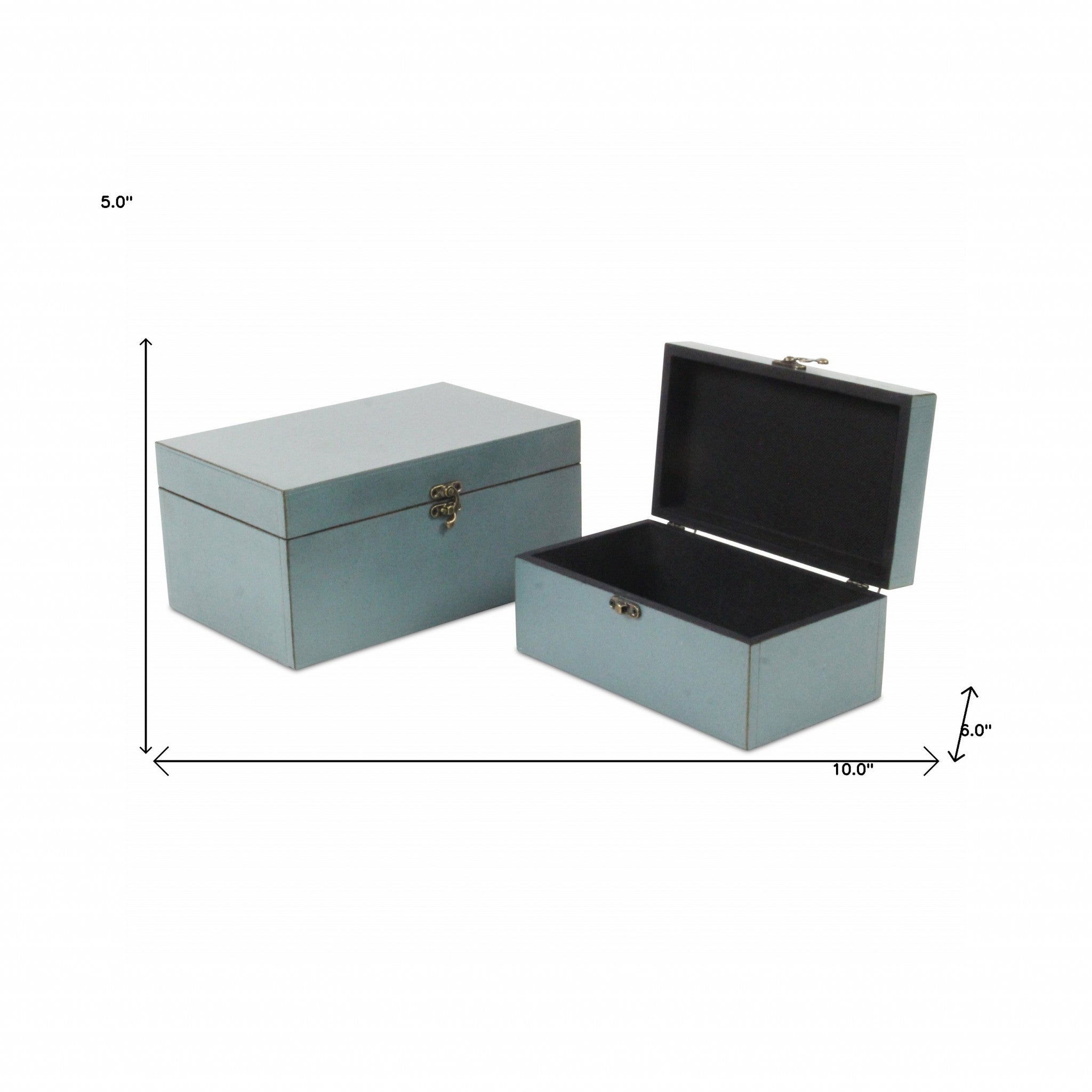 Set of Two Pale Blue Wooden Storage Boxes